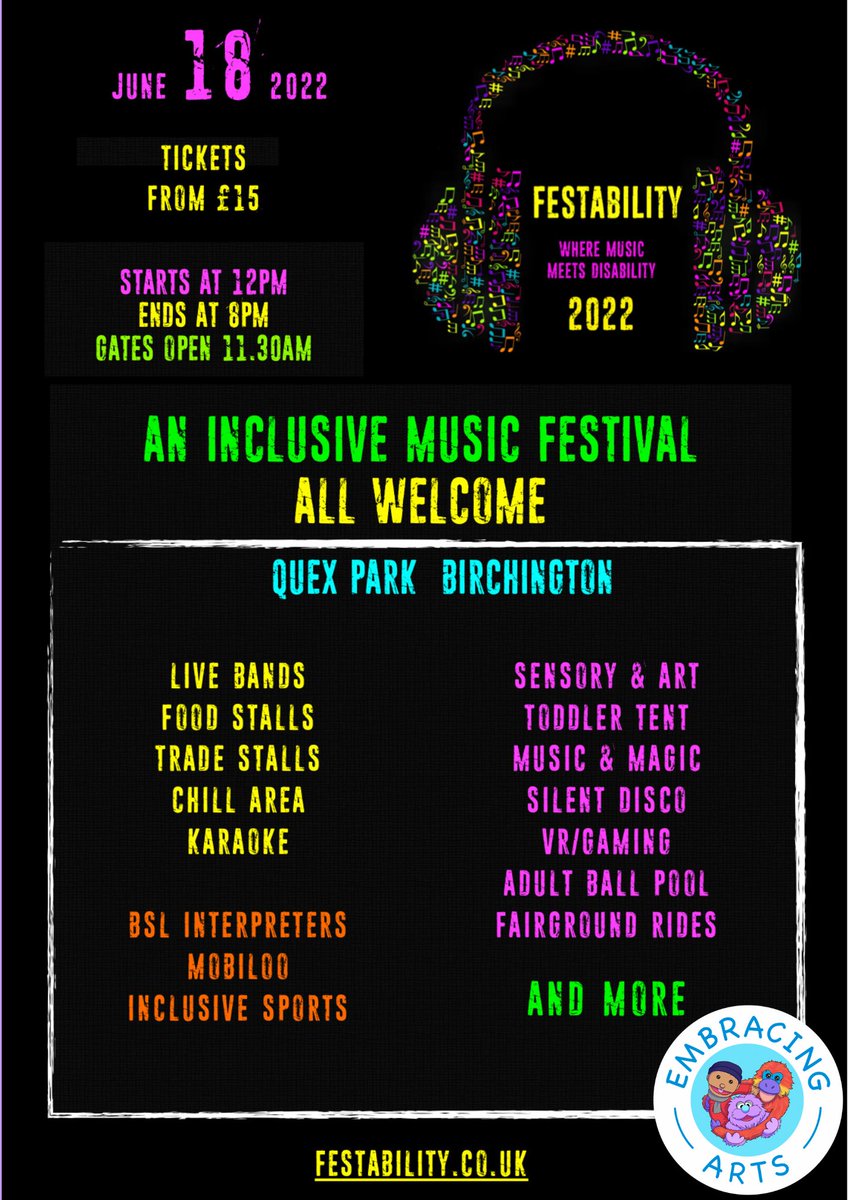 We're so excited to be performing at <a href="/festability/">Festability</a> in just 7 DAYS TIME!!

We can't wait to join in the festivities at this #inclusive festival with our live #sensory performances...

🎧See you soon!🎧

For details on the event or to book a ticket 👇
festability.co.uk/?fbclid=IwAR3d…