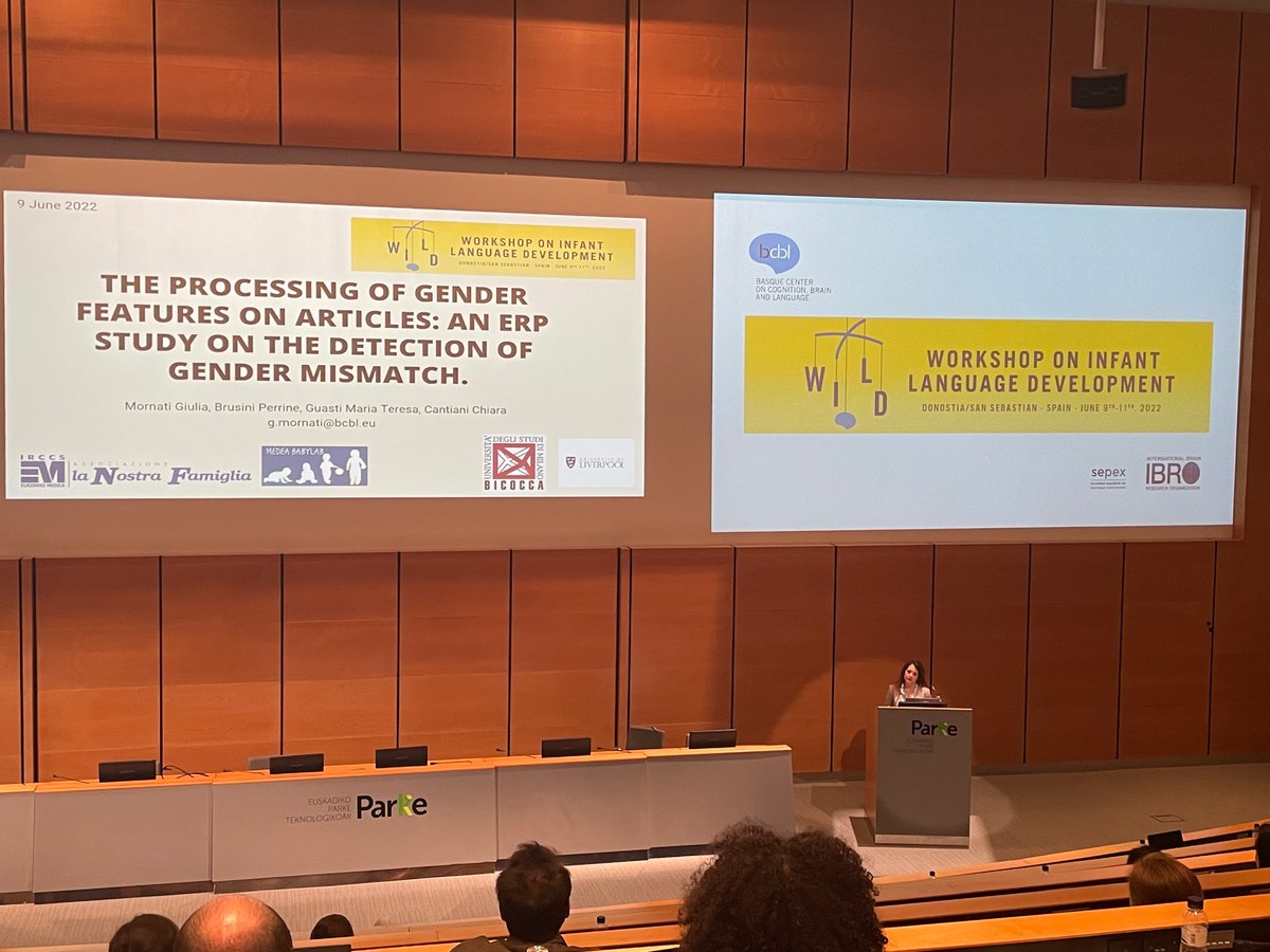BCBLbabylab's tweet photo. Proud of our new member @Giuliamrn2, who has given an amazing talk at #WILD2022 on the processing of gender features on articles! https://t.co/B21r40Icx6
