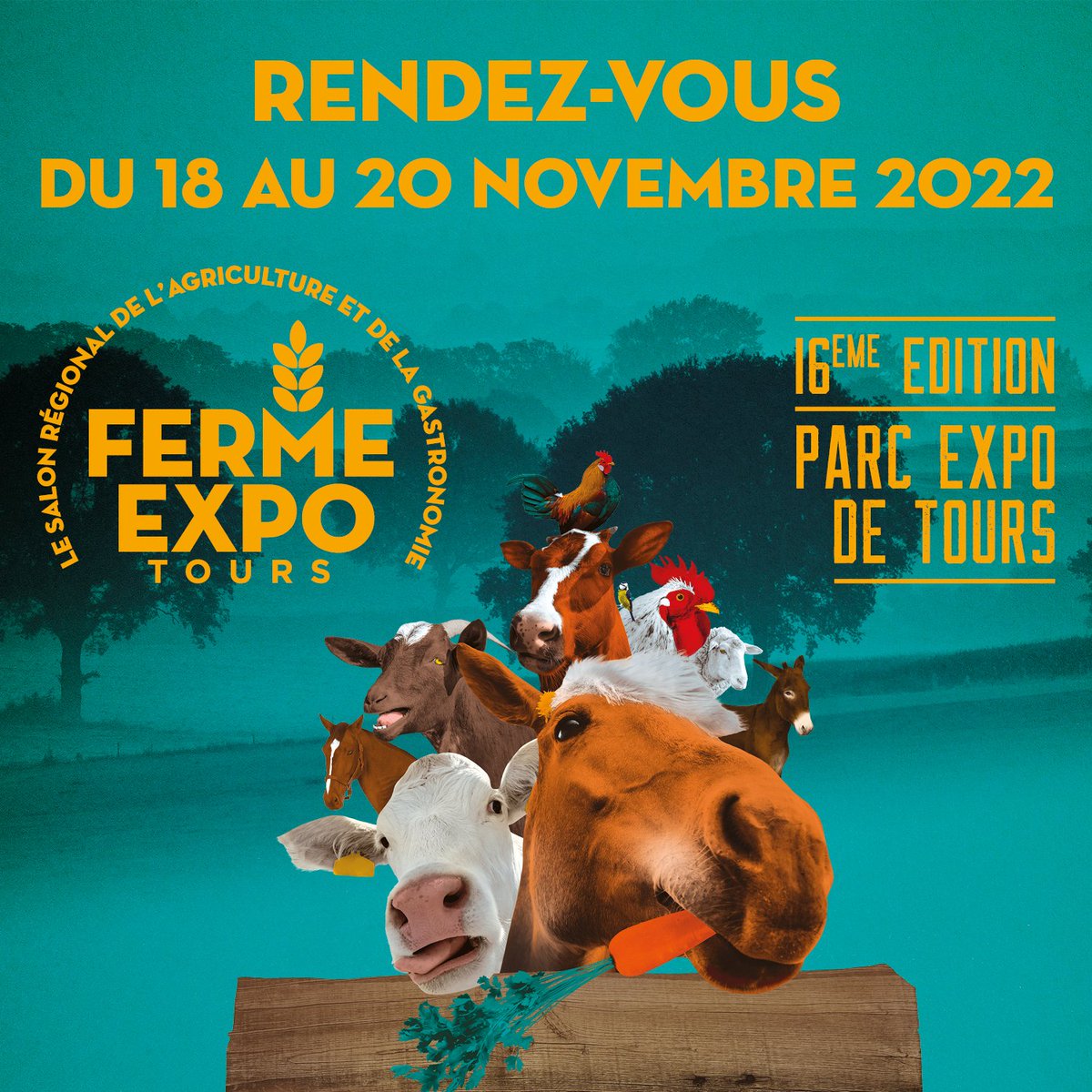 Ferme Expo Tours (@fermeexpotours) on Twitter photo #Savethedate #FermeExpo22
16e édition du salon régional de l'agriculture et de la Gastronomie Ferme Expo Tours du 18 au 20 novembre 2022 au Parc Expo de Tours !
Les inscriptions sont ouvertes aux exposants ! Votre contact : ferme-expo@cda37.fr #Savethedate #FermeExpo22
16e édition du salon régional de l'agriculture et de la Gastronomie Ferme Expo Tours du 18 au 20 novembre 2022 au Parc Expo de Tours !
Les inscriptions sont ouvertes aux exposants ! Votre contact : ferme-expo@cda37.fr