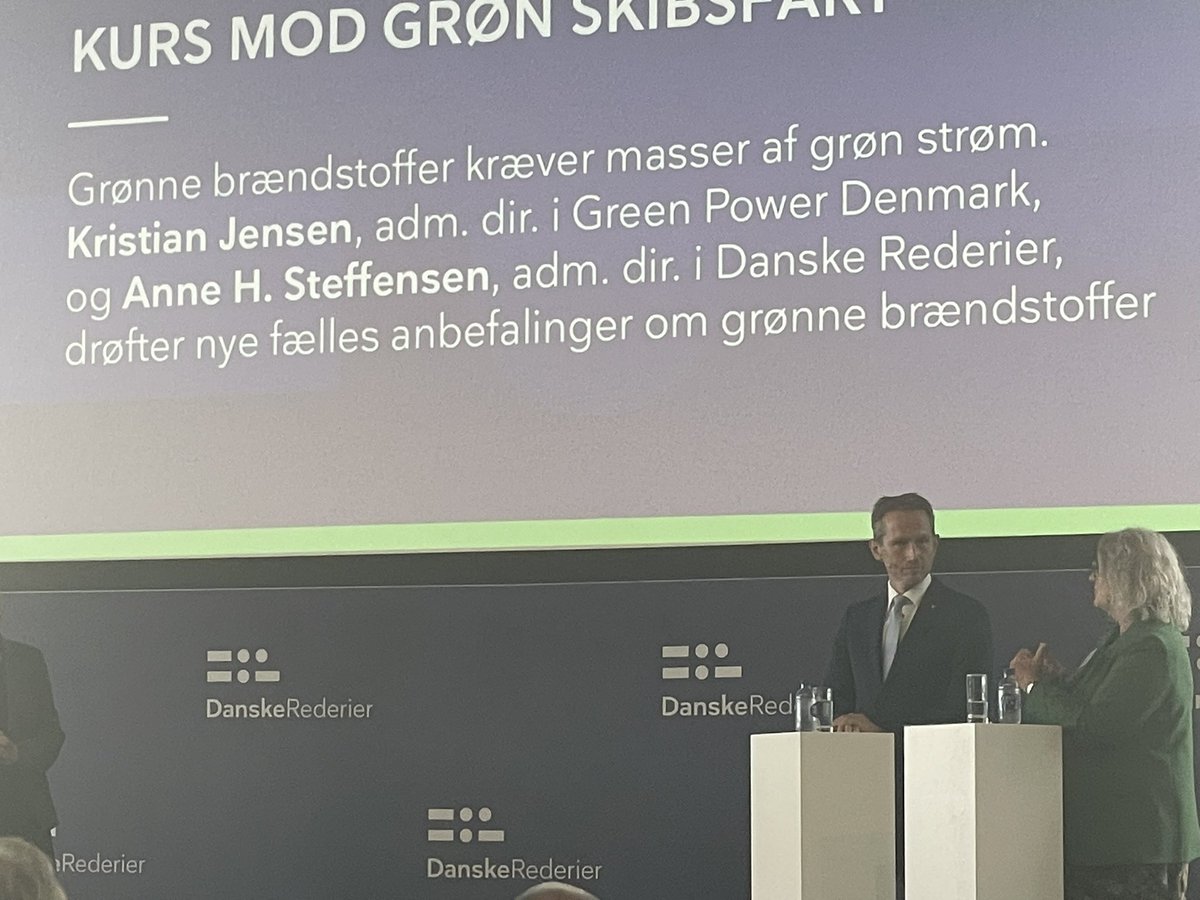 “The beginning of a beautiful friendship”, says <a href="/AnneHSteffensen/">Anne H. Steffensen</a> on the collaboration between <a href="/GreenPowerDK/">Green Power Denmark</a> and <a href="/DanishShipping/">Danske Rederier</a> We have common objectives from both supply and demand side: the more, the faster, the better