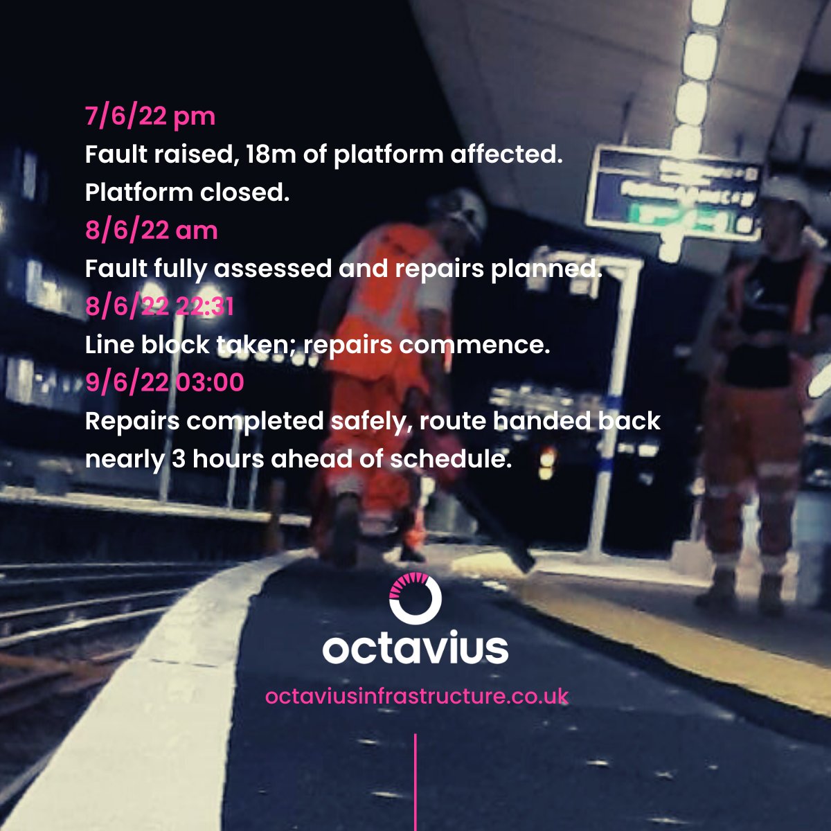OctaviusInfra's tweet image. There are times when things need fixing; when they do our Rail Services team is ready to go safely, efficiently and on time.

@networkrail 

#Rail #ReactiveRepairs #Safe #Collaboration #BringingPeopleTogether