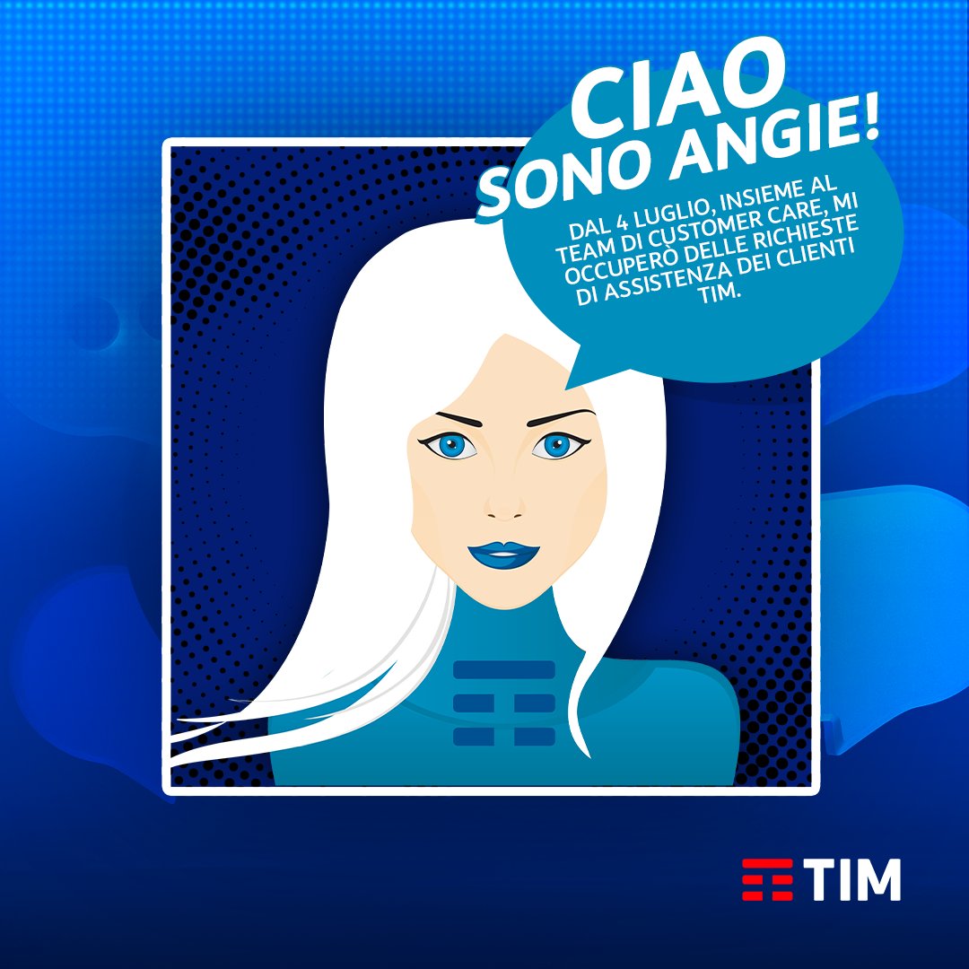 TIM Official (@tim_official) on Twitter photo Diamo il benvenuto a <a href="/TIM4UAngie/">TIM4UAngie</a>! 🎊
L’account, gestito da un team di professionisti del customer care di TIM, si occuperà di tutte le richieste di social caring e sarà l’unico operatore di riferimento a partire dal 4 luglio. Diamo il benvenuto a <a href="/TIM4UAngie/">TIM4UAngie</a>! 🎊
L’account, gestito da un team di professionisti del customer care di TIM, si occuperà di tutte le richieste di social caring e sarà l’unico operatore di riferimento a partire dal 4 luglio.