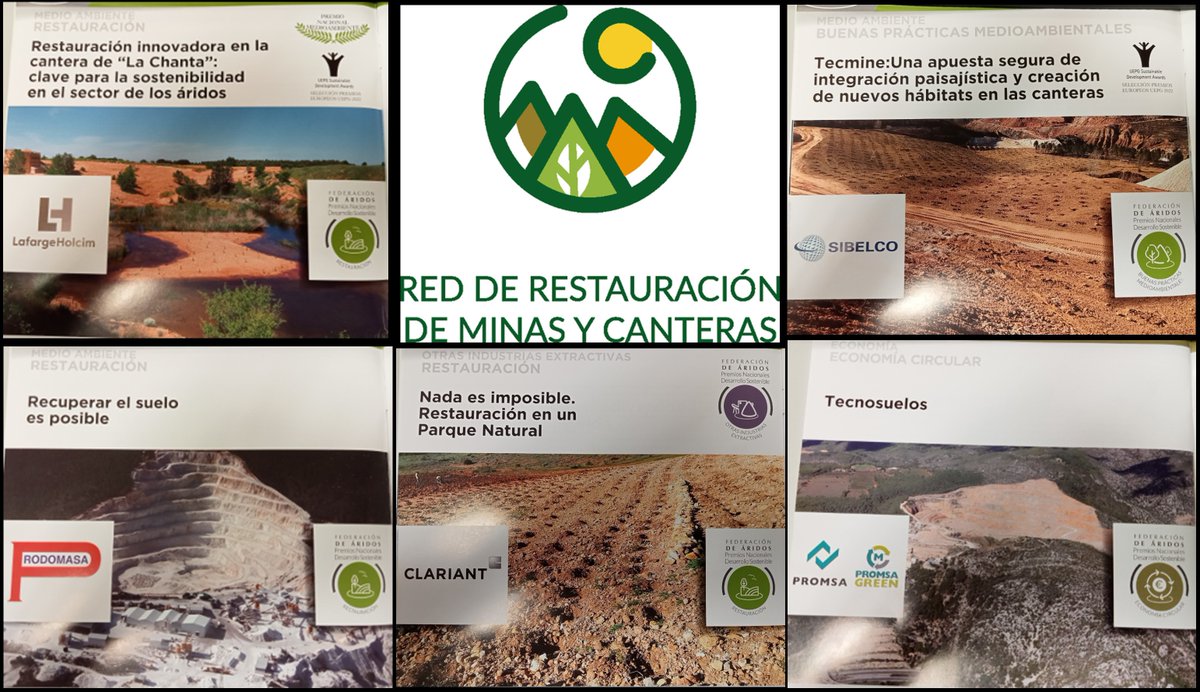 LIFETECMINE's tweet photo. En @CongresoAridos cinco de las empresas que recibieron un #Premio de #DesarrolloSostenible por #buenasprácticas en #restauración: @sibelcogroup @clariant @LafargeHolcimES @prodomasa y #PROMSA son miembros de la #Red de #Restauración de #Minas y #Canteras🏅👏🏻¡Enhorabuena a todos! https://t.co/gFlA5R5vZW