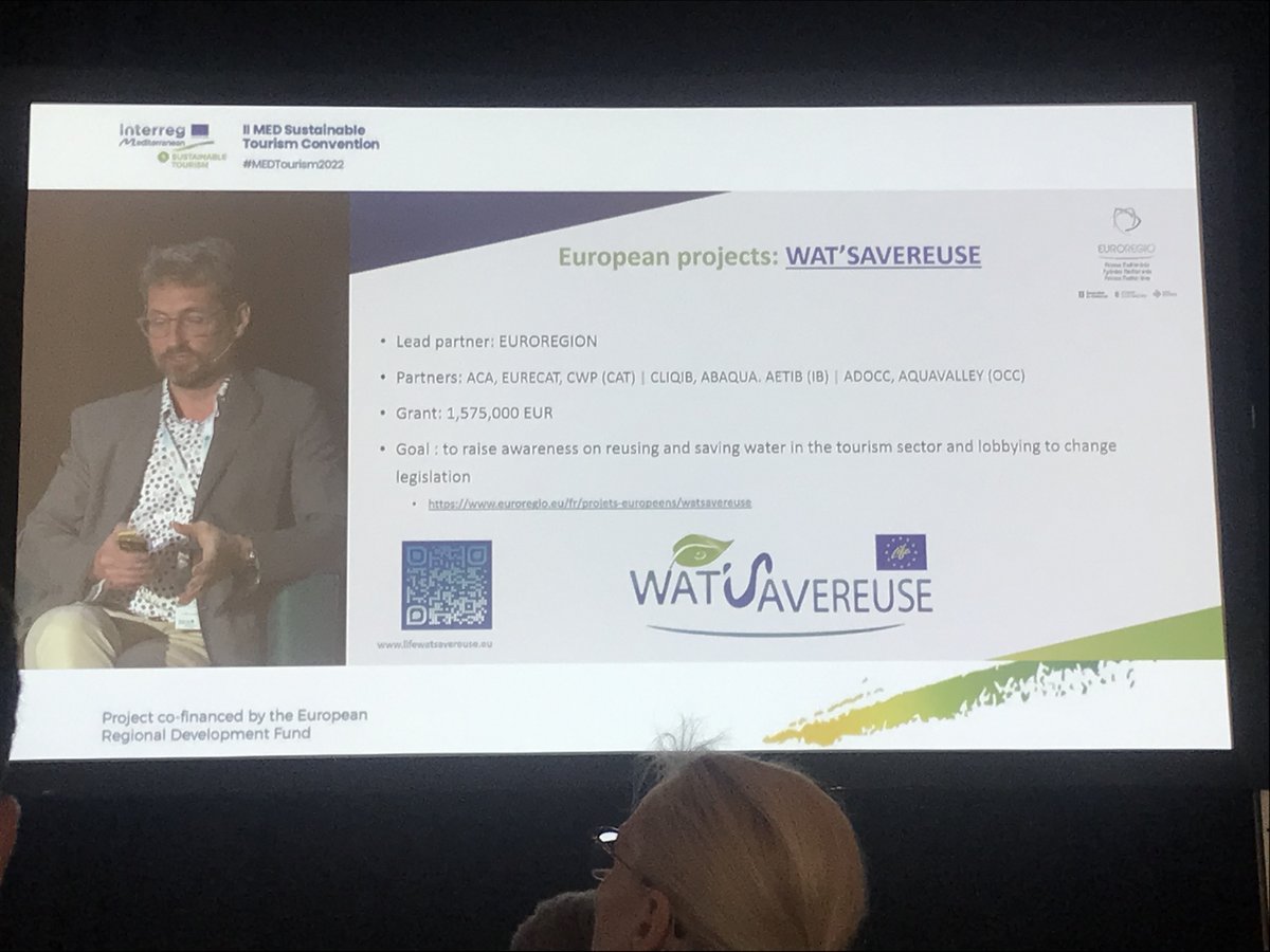 FonsUECat's tweet photo. @MEDCommTour @MEDProgramme @UEturisme @TurismeDIBA Quines eines existeixen per la sostenibilitat del sector turístic? 
L’@Euroregion presenta els projectes:   🔹 @watsavereuse (@LIFEprogramme) 🔹@psamidesproject (@MEDProgramme) i @AreaSciencePark presenta @incircle_med (@MEDProgramme) https://t.co/UYp6CQ1Zz5