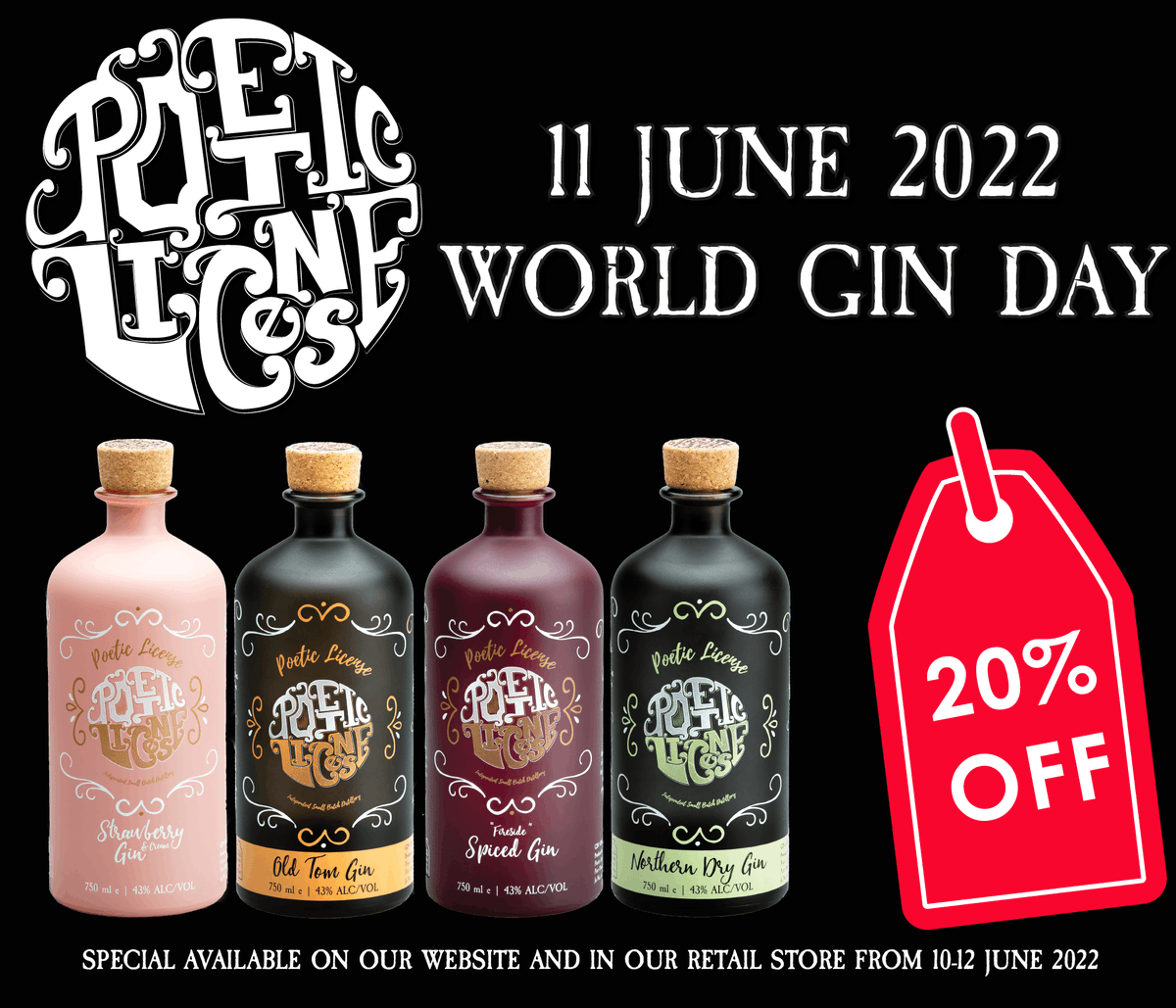 PoeticLicenseZA's tweet image. To celebrate #WorldGinDay we are running a 20% discount on our 750ml #gins all weekend!

Special available on our website poeticlicensedistillery.co.za
 and in our Retail Shoppe

Available from 10-12 June 2022
#PoeticLicenseDistilleryZA #PortOwen #GinDistillery #CraftGin #Gin