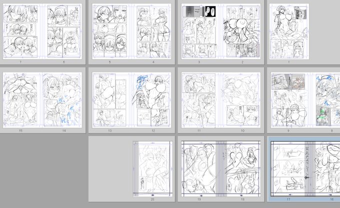 下描き残り5頁

ネームだといい感じだと思ってた部分が、実際絵に起こしてみると構図被りだったりうまくハマんなかったりでつらい・・・ 