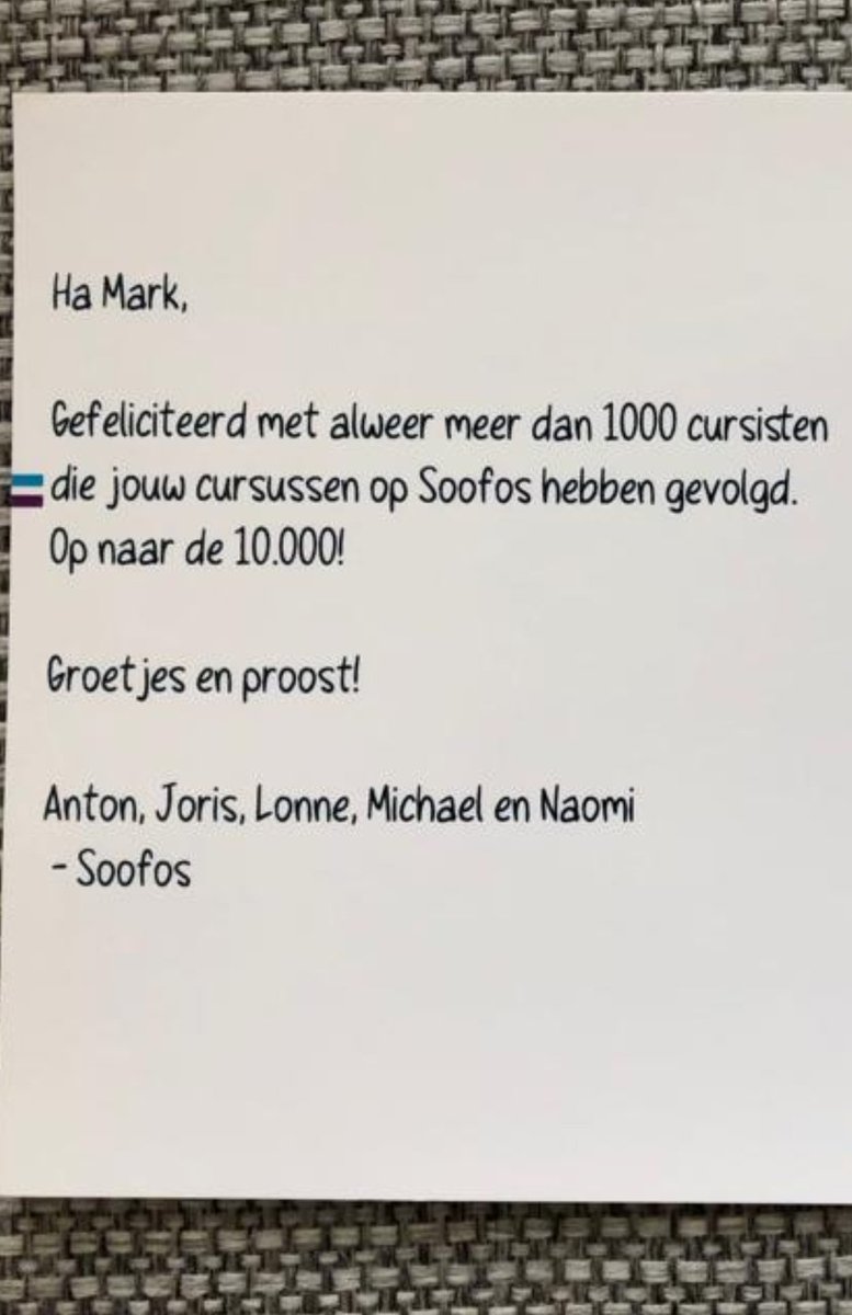 1000 cursisten! 🎉

Time flies... bedankt voor de wijn <a href="/Soofos/">Soofos - Online Cursussen</a> en jullie platform! ❤️