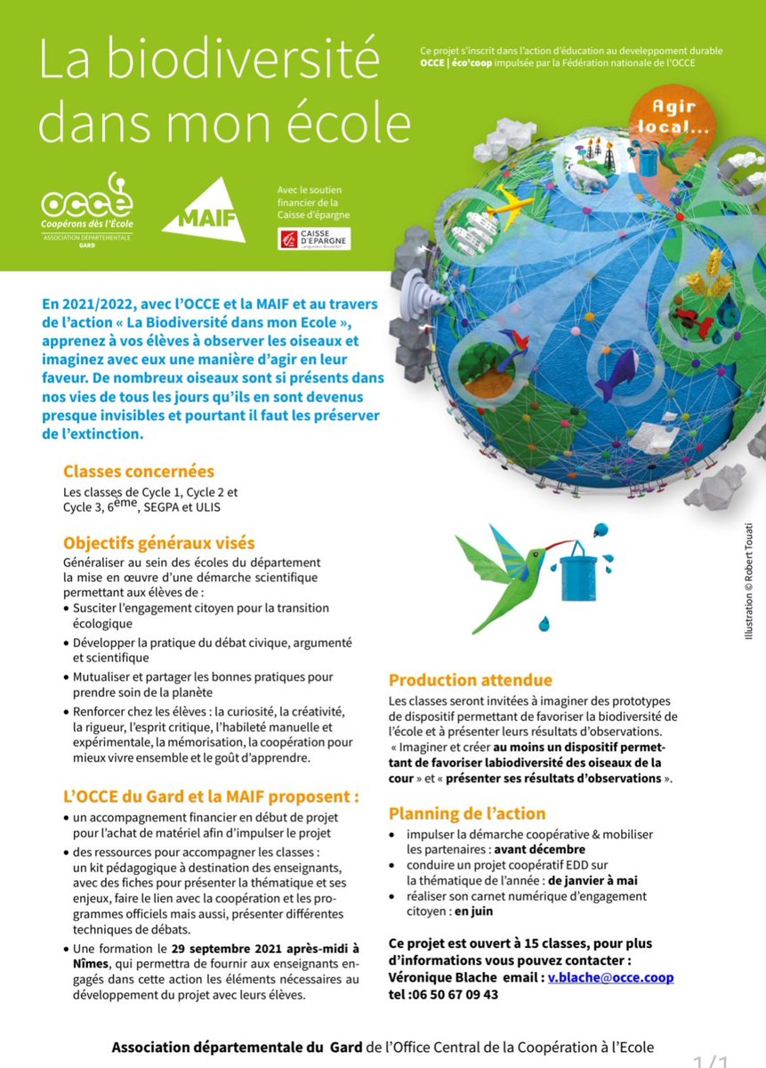 coordnatocce's tweet photo. #ecocoop premières visites dans une classe maternelle puis une école primaire. Restitution très riches des enfants. Remise d'une plaque valorisant la participation à l'action de l'OCCE 30 et d'un livre afin de poursuivre la connaissance des oiseaux https://t.co/xN9QJzAvdT