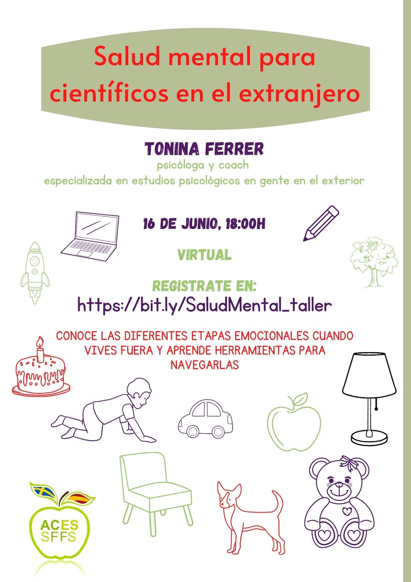 ¿Eres científico fuera de España? Únete este próximo 16 de Junio a las 18:00h CET a nuestro evento con <a href="/ToninaFerrer/">Tonina Ferrer</a>, donde aprenderemos cómo nos enfrentamos emocionalmente a la vida en el extranjero y cómo podemos hacerlo más fácil.

¡Apúntate! 👇
bit.ly/SaludMental_ta…