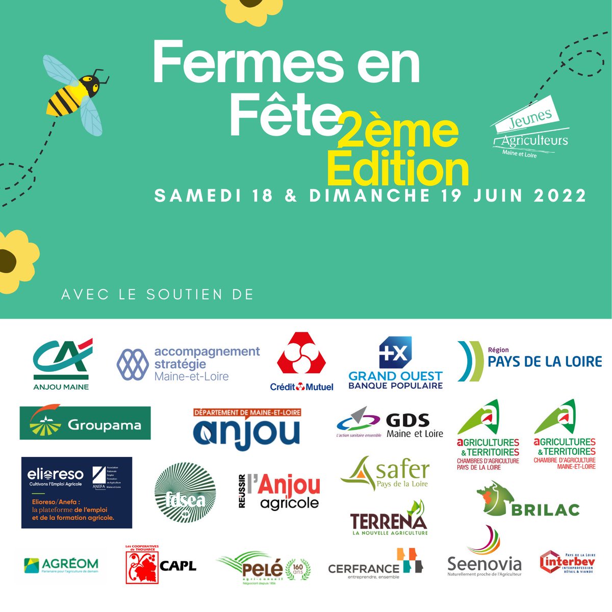 FermesEnFete's tweet photo. Un grand merci à nos partenaires :
@CAAnjouMaine @AS49agc @CMMABN @bpgrandouest @Maine_et_Loire @Groupama @ChambagriPdL @FDSEA49 @anjouagricole @Cerfrance49 @terrenacoop @BRILAC_Interpro @Interbev_PdL @seenovia @peleagriconseil https://t.co/2CXz8Ja3jr