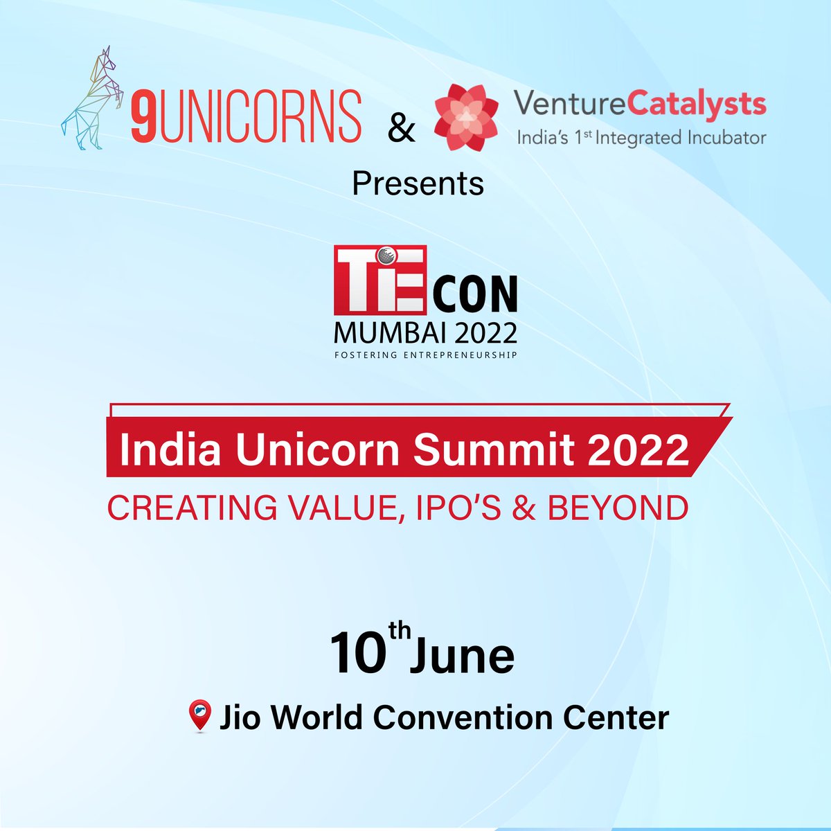 100UnicornsVC's tweet photo. #9Unicorns &amp; #VCats aims to provide startups with a launching pad &amp; the support they need to succeed from ideation to IPO listing. The stage will be enlivened by engaging sessions &amp; discussions by leading founders of India
Register-https://t.co/5xcSncOG7W
#9Unicorns #tiecon2022 https://t.co/hXQpLYSLOd