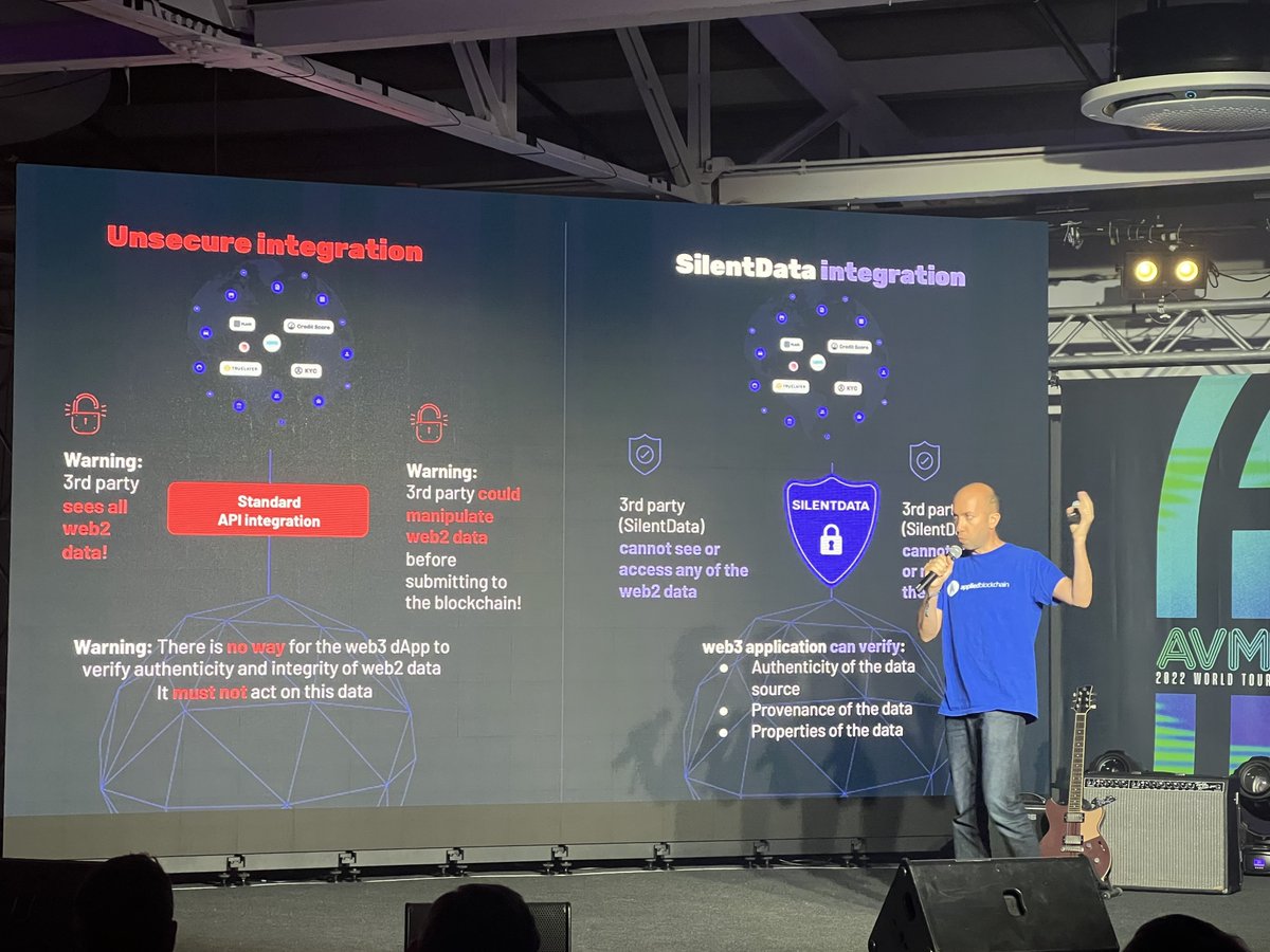 SilentDataApp's tweet photo. We’re very excited to unveil our plans for SilentData, expanding the range of web2 services that can be integrated with web3 and DeFi applications. @adi_benari  announced these updates at @Algorand AVM. Recording here: https://t.co/X3jWruwyM5

More info 👇
https://t.co/gujz94d7l3 https://t.co/i4gO4zevke