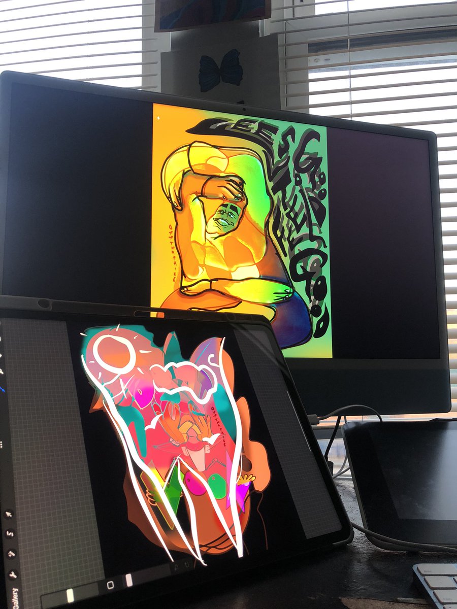 OffThaPaige's tweet photo. My work station and work buddy this morning! Hope all my twitter friends are starting the day off somewhat okay at the least!
Interact with me & let me know one thing youβre looking forward to for the rest of this week! Happy Humpday!
#NFTCommmunity #digitalart #OTPArt #blackart https://t.co/bNJlsIpuzd