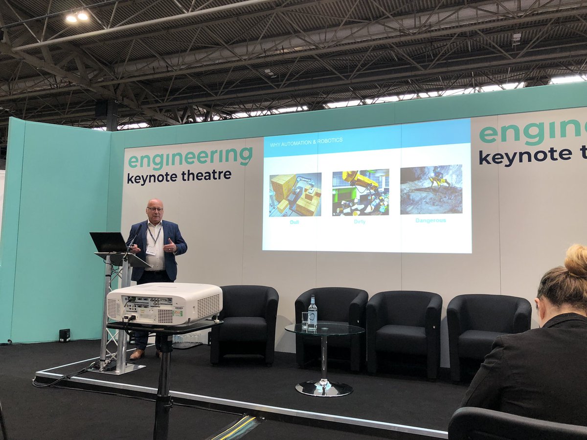 Another great keynote session at <a href="/Eng_Expo/">Engineering Expo</a> today from Mike Wilson at the <a href="/the_MTC_org/">The MTC</a> on trends in robotics. “Robot automation has the potential to transform the UK’s competitiveness and productivity”. 🤖🦾🦿#manufacturing #engineering #robotics #trends #automation