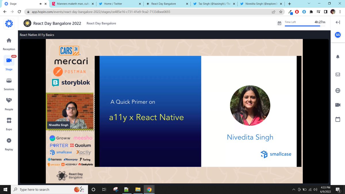 shloksri's tweet image. Finally!!! Accessibility session is on the way! 
#ReactDayIn2022 #ReactJS #TIL