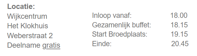 Woon jij in Amersfoort, hoogland of hooglanderveen en heb je een idee voor je straat, buurt of stad? Kom vanavond naar de Broedplaats van Bewoners033 in wijkcentrum Het Klokhuis. Aanmelden kan via broedplaats@bewoners033.nl