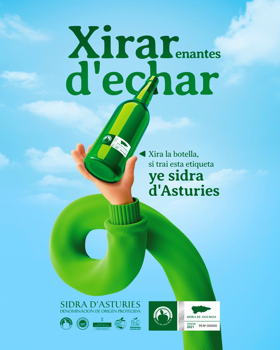 Equí tenéis la campaña de branu de <a href="/SidraDasturias/">DOP Sidra de Asturias</a> “𝐗𝐢𝐫𝐚𝐫 𝐞𝐧𝐚𝐧𝐭𝐞𝐬 𝐝'𝐞𝐜𝐡𝐚𝐫” que pon en valor la Sidra d'Asturies ente consumidores al traviés de los dos símbolos que la identifiquen

1️⃣ La etiquetina que garantiza'l so orixe y calidá
2️⃣ El nome Sidra d'Asturies