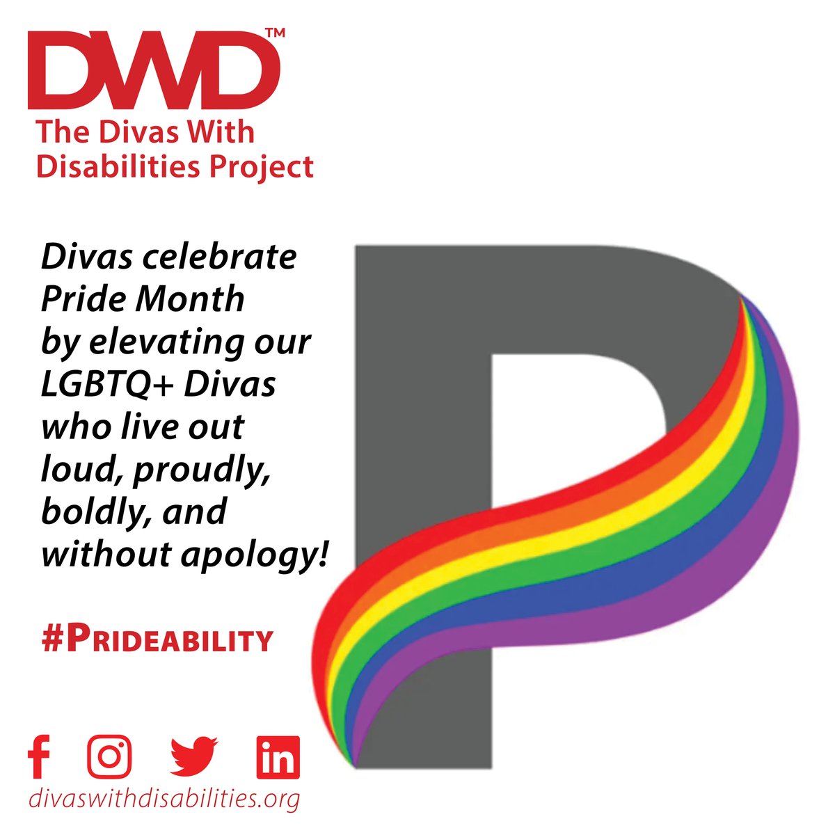 DWD_Project's tweet photo. It is ok to Accept, #Love, Explore, and Celebrate a part of yourself. Happy Pride Month 2022!
#DivasWithDisabilities
#HappyPrideMonth
#PrideAbility
#PrideMonth
#Pride
#LGBTQ+
#LoveIsLove
PS: We are LGBTQ+ Inclusive visit our Pride Ability website via https://t.co/1HE5odqwvf https://t.co/aInkusOy4Q
