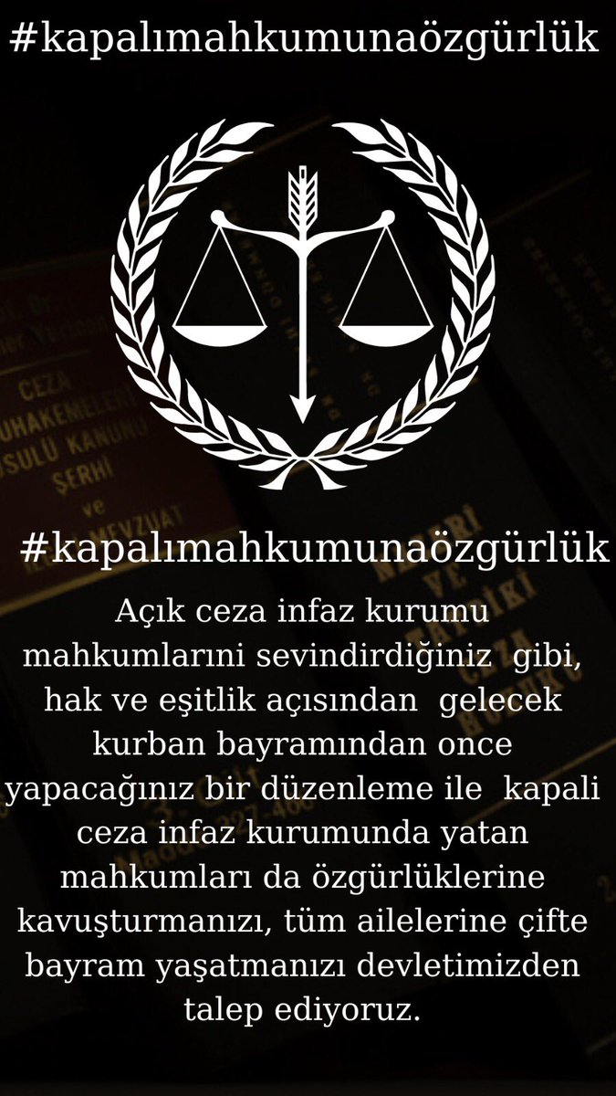 #kapalımahkumunaözgürlük
#kapalımahkumunaözgürlük
<a href="/YildizFeti/">Feti Yıldız</a>
<a href="/adalet_bakanlik/">T.C. Adalet Bakanlığı</a>
<a href="/bybekirbozdag/">Bekir  Bozdağ</a> 
<a href="/tgrthabertv/">TGRT HABER</a> 
<a href="/ercangurses/">Ercan Gürses</a> 
<a href="/ErcanSeki/">ERCAN SEKİ</a> 
<a href="/RTErdogan/">Recep Tayyip Erdoğan</a> 
<a href="/avhuseyinkacmaz/">Hüseyin Kaçmaz</a> <a href="/Hayati_Yazici/">Hayati Yazıcı</a> <a href="/NumanKurtulmus/">Numan Kurtulmuş</a>