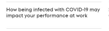 CGaspic's tweet photo. I'm sick with a virus where we have limited treatments and where 20% are affected with long covid. But yes, let's worry about my performance at work. 

Good job everyone. https://t.co/BFP7qE7ynI