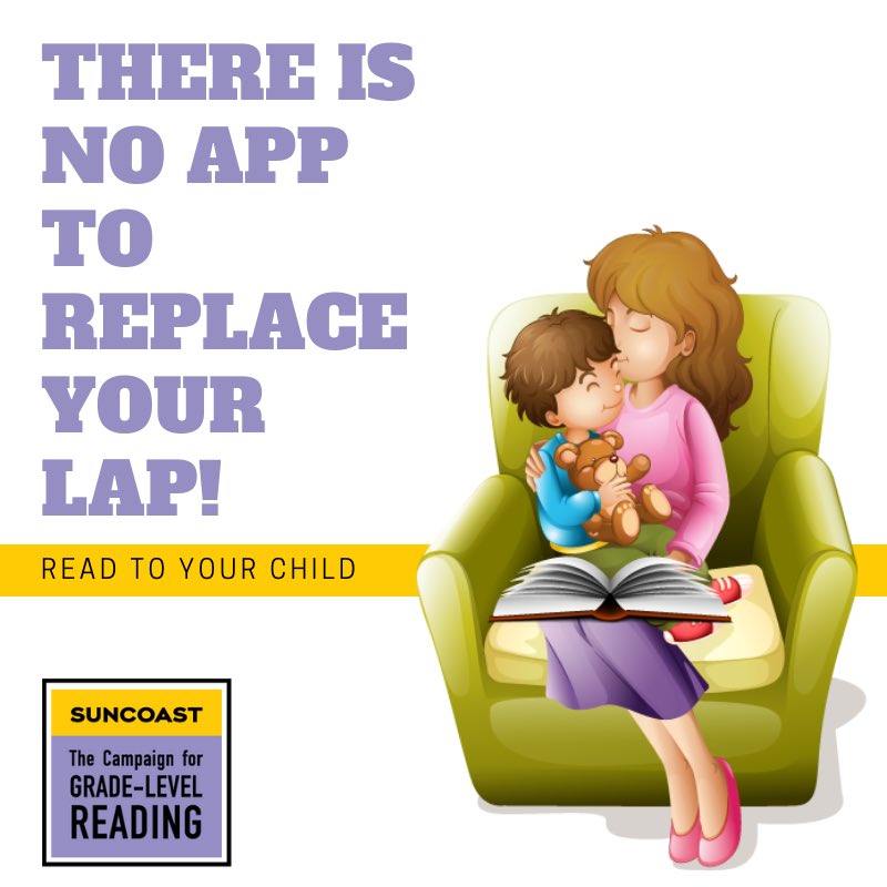 Nothing like a good snuggle with a great book. Read to a child today! And tomorrow. And the next day. And… you get the picture!⁦ ⁦<a href="/SuncoastCGLR/">Suncoast GL Reading</a>⁩  ⁦<a href="/ThePattersonFdn/">The Patterson Foundation</a>⁩ ⁦<a href="/readingby3rd/">Campaign for Grade-Level Reading</a>⁩
