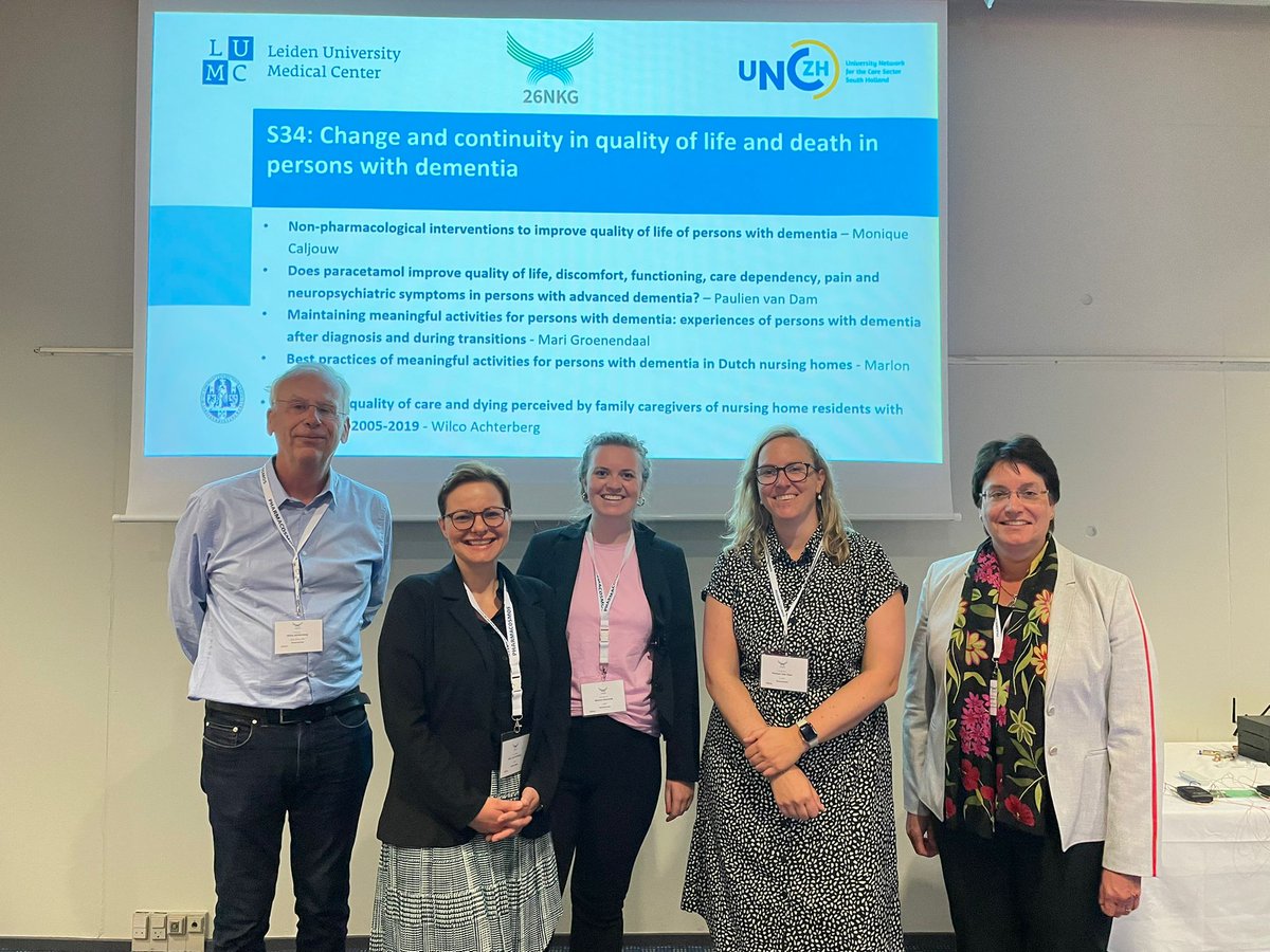 Right now, Monique, Paulien, Mari, <a href="/MarlonSmeitink/">Marlon Smeitink</a> and <a href="/wilcoachterberg/">Wilco Achterberg</a> are on stage telling us more about #change and #continuity in quality of life and death in persons with #dementia.

Read more: bit.ly/KvLNKG

#26NKG #elderlycare