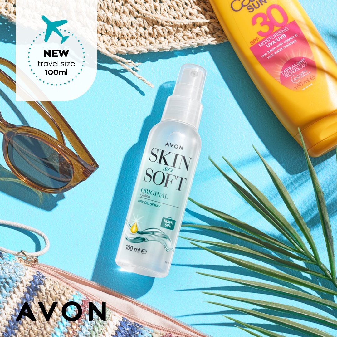 KeminieStores's tweet photo. Perfect for travel at home or abroad, Avon's bestselling Skin So Soft Dry Oil Spray with skin-loving jojoba oil now comes in a handy 100ml size 💧 Have you tried it yet? Available now, just £3.
#Avon #SoftSkin #OilSpray #Travel #JojobaOil https://t.co/iehIphvJzp