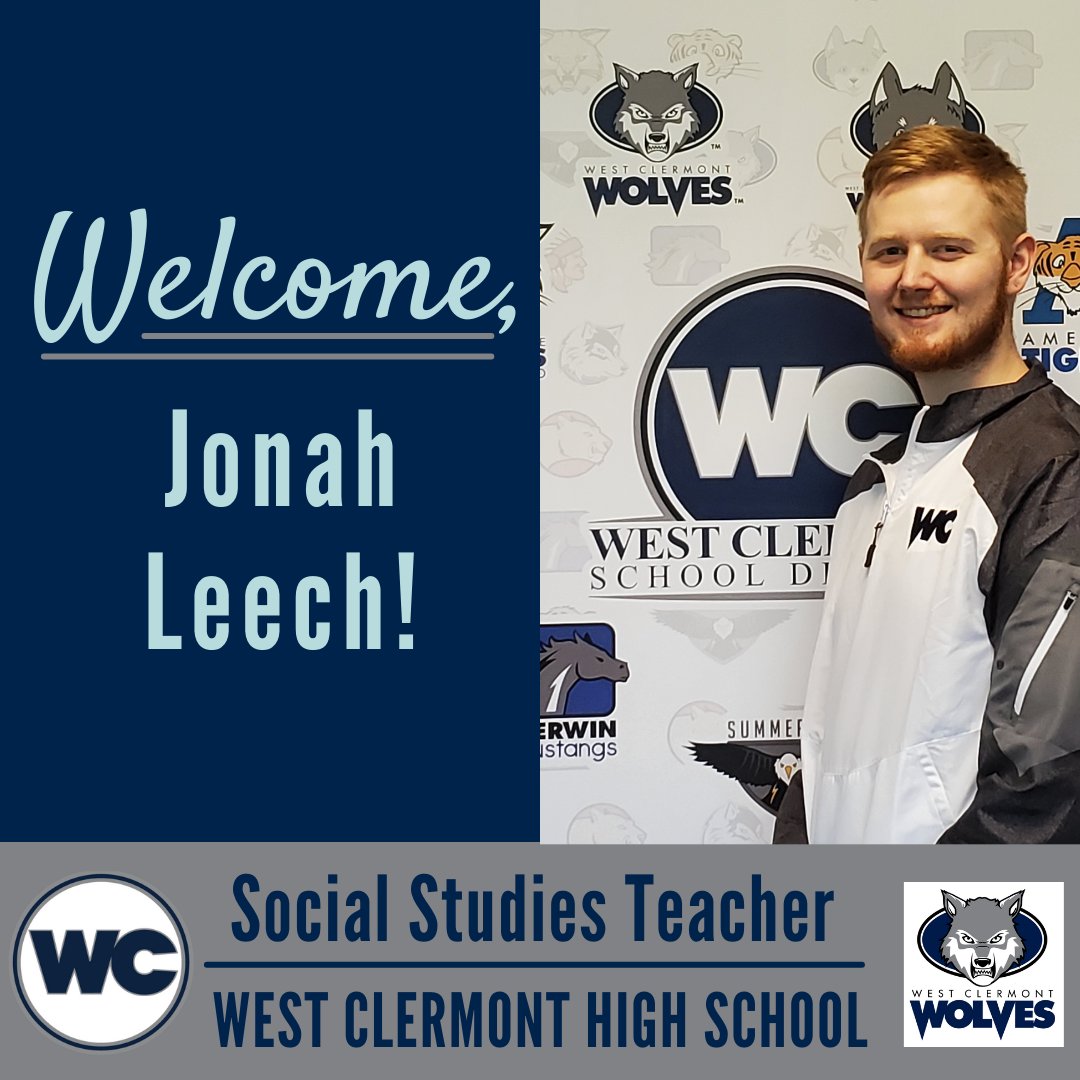 We are happy to welcome Jonah Leech to the West Clermont family! 👏 He will be a new social studies teacher at West Clermont High School for the 2022-2023 school year. #WCconnects