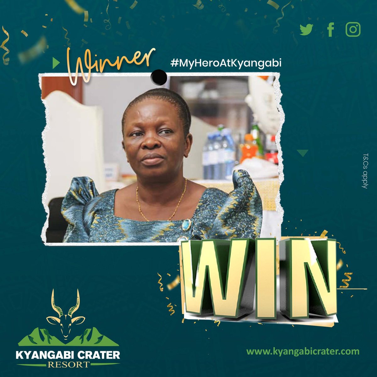 My Hero deserves joy on this day and many more to come. She just emerged the winner of a fully paid stay at Kyangabi Crater Resort for 3 days and 2 nights. Fullboard. Thank you so much for the opportunity am humbled. 🙏

#MyHeroAtKyangabi
#HeroesDay2022 
#VisitKyangabi