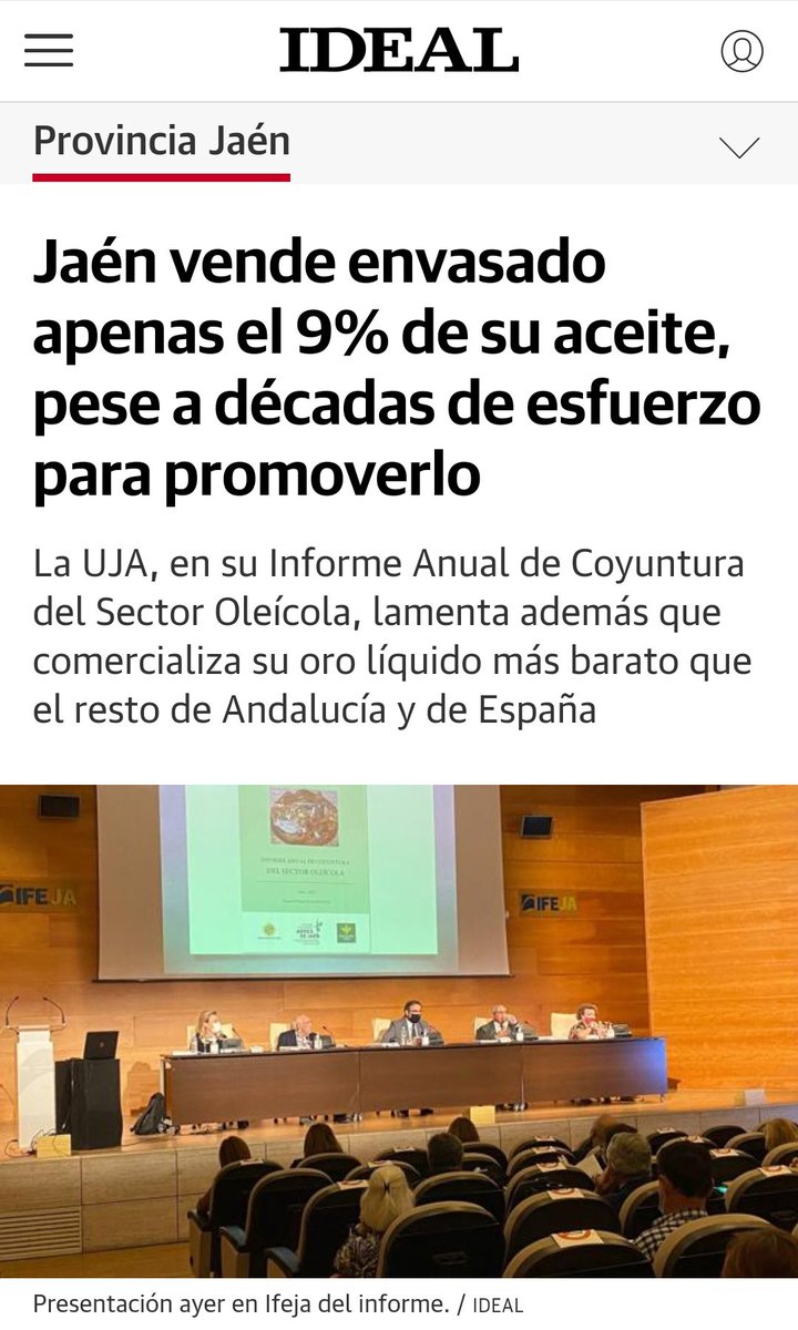 Esta es la realidad de la #EconomíaAndaluza. El aceite de oliva es un ejemplo claro de lo que desde #AndalucesLevantaos queremos cambiar. Necesitamos industrias que transformen nuestros productos e invertir en infraestructuras para que sea atractivo su asentamiento. #Jaen