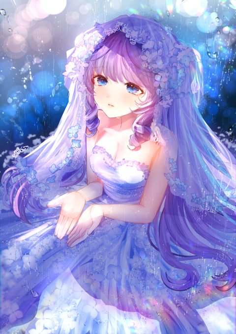 数々の賞を受賞 手描きイラスト オリジナル 紫陽花 ジューンブライド - wrep.jp