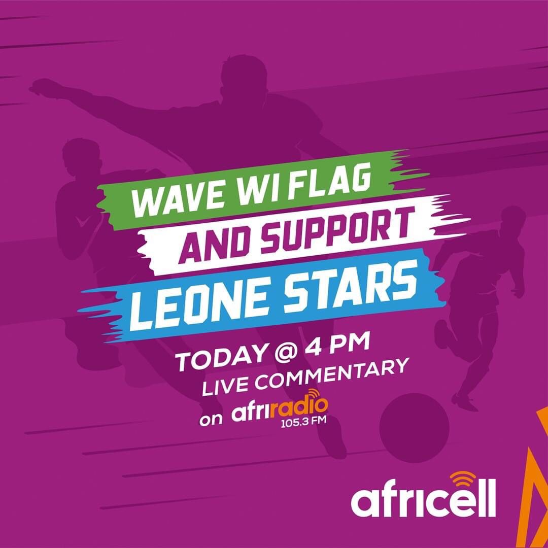 AfricellSalone's tweet photo. Wave the Green, White, and Blue ๐ธ๐ฑ of Mama Salone today and support our darling Leone Starsโฝโจ.
Live commentary on #AfriRadioSL 105.3FM ๐ป.
Victory ๐บ all the way๐ฅณ.
#GoLeoneStars โ
#AlagbaNetwork
#AfricellSL https://t.co/EpaXfrjGsw