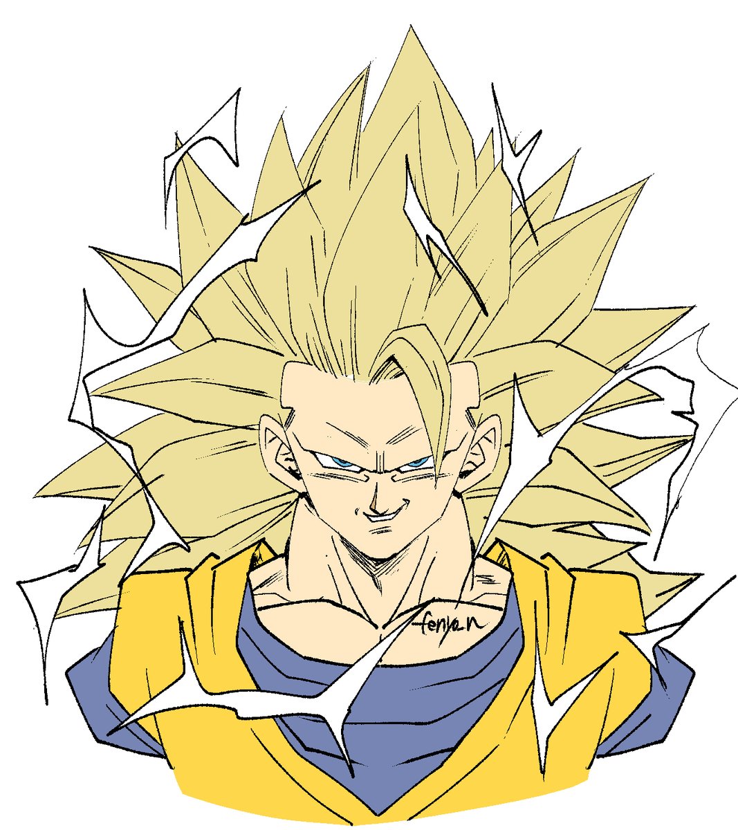 super saiyan 1boy male focus solo blonde hair spiked hair white background  illustration images