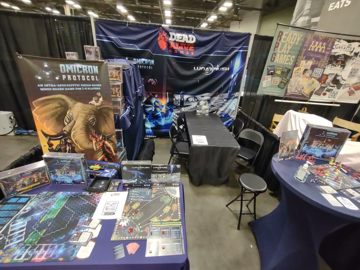 deadalivegames's tweet photo. WE DID IT! Everything fits and it's not TOO tight. Here's to a fun 4-days at Origins Game Fair! ("before" photo included for reference =P )
#origins2022 #originsgamefair #boardgames #tabletopgames #deadalivegames #omicronprotocol #lunarrush https://t.co/WYxFBkQyBG