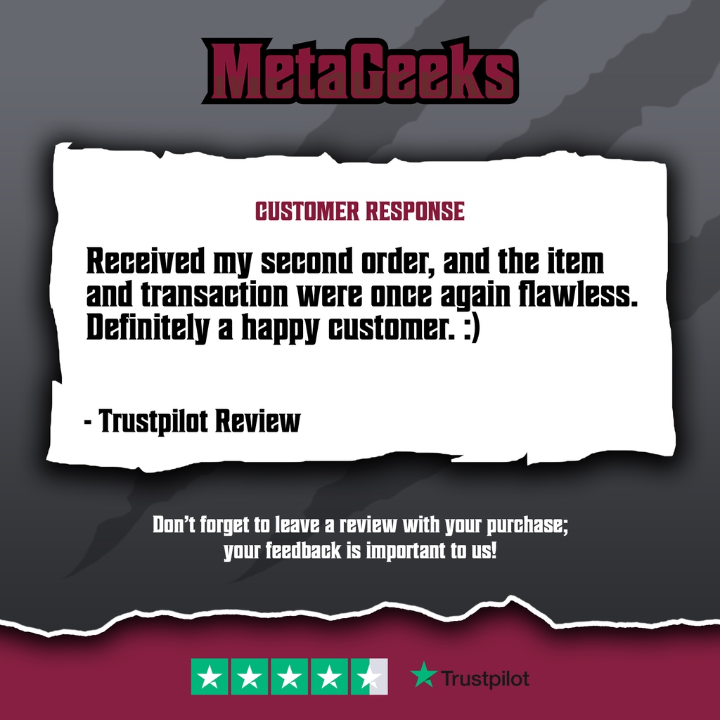 MetaGeeksUK's tweet photo. Every Trustpilot review is greatly appreciated. We love all the great comments that our customers give us.
Any constructive feedback we receive is taking onboard to improve your shopping expereince!
#MetaGeeksUK #ByGeeksForGeeks
#figures #collectables #toys #anime #manga https://t.co/uNih06boip