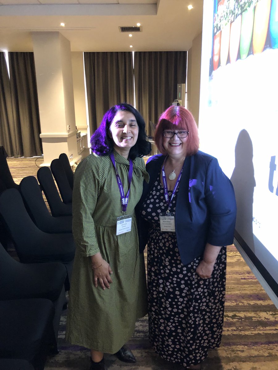 Ready to go for our session #ScotConf. For the record , ⁦<a href="/TrivedyS/">Sonya Trivedy</a>⁩ has not had her hair dyed ⁦<a href="/ThinkCS/">THINK</a>⁩ purple !!! It’s the lighting!