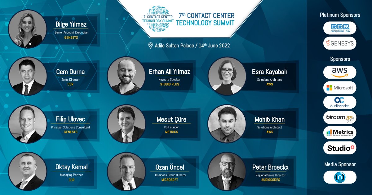 📢 The 7th Contact Center Technology Summit will be held on June 14, 2022, at Adile Sultan Palace!
 
#CCR #GENESYS #AWS #AMAZONWEBSERVICES #MICROSOFT #AUDIOCODES #BIRCOM #METRICS #STUDIOPLUS #NİCEMEDYA 

#contactcentertechnologysummit #contactcenter