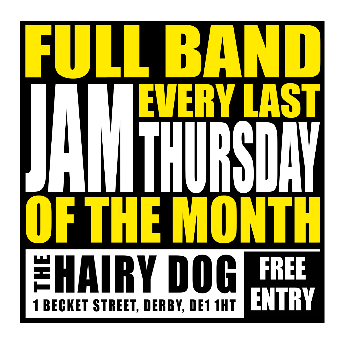 🚨DOG NEWS🚨 Sick of playing alone in your bedroom? Sick of not being in a band?? Introducing... The Hairy Dog's | Full Band Jam Night Starting on Thursday 30th June then continuing on every last Thursday of the month from 8.00pm hairydogvenue.co.uk