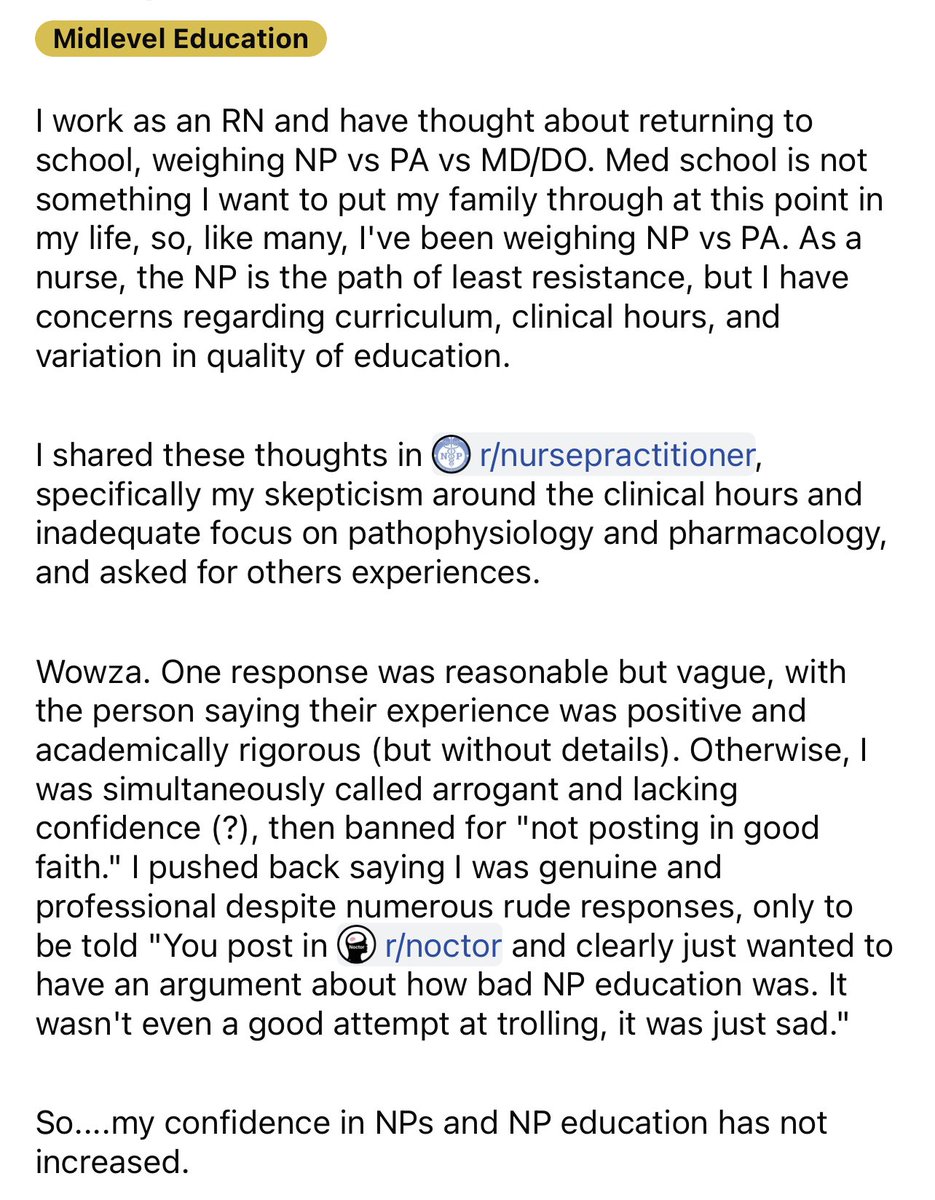 Part of the problem addressing deficits in NPP training, is just acknowledging the problem exists. Defensive deflections &amp; ad-hominem attacks have not served their profession well.