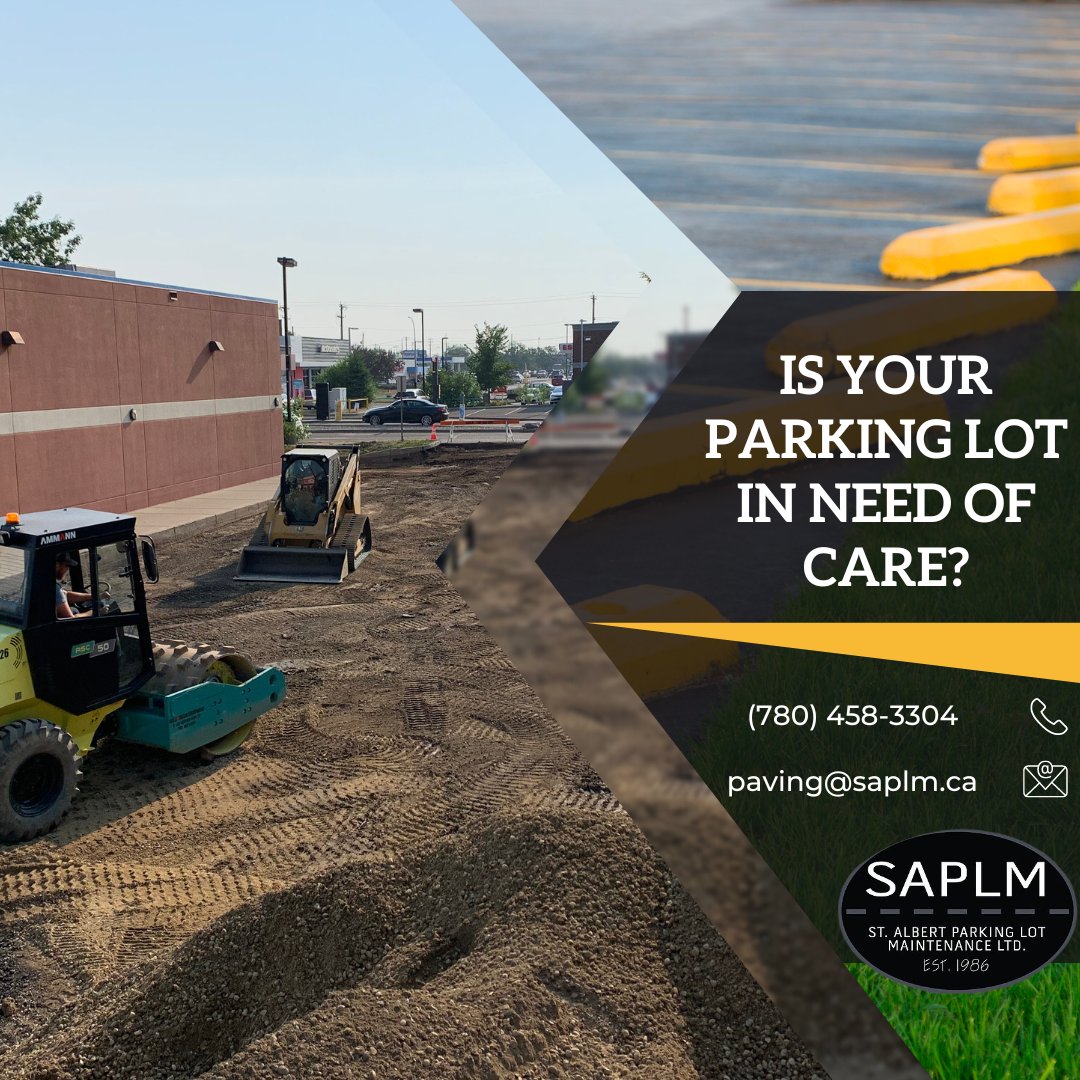 If the pavement of your parking lot is weakened it can get damaged due to the constant exposure to sun, water and the weight of vehicles. Regular maintenance and repairs are very important to keep your parking lot in a good condition. Make sure to book today! #yeg #construction