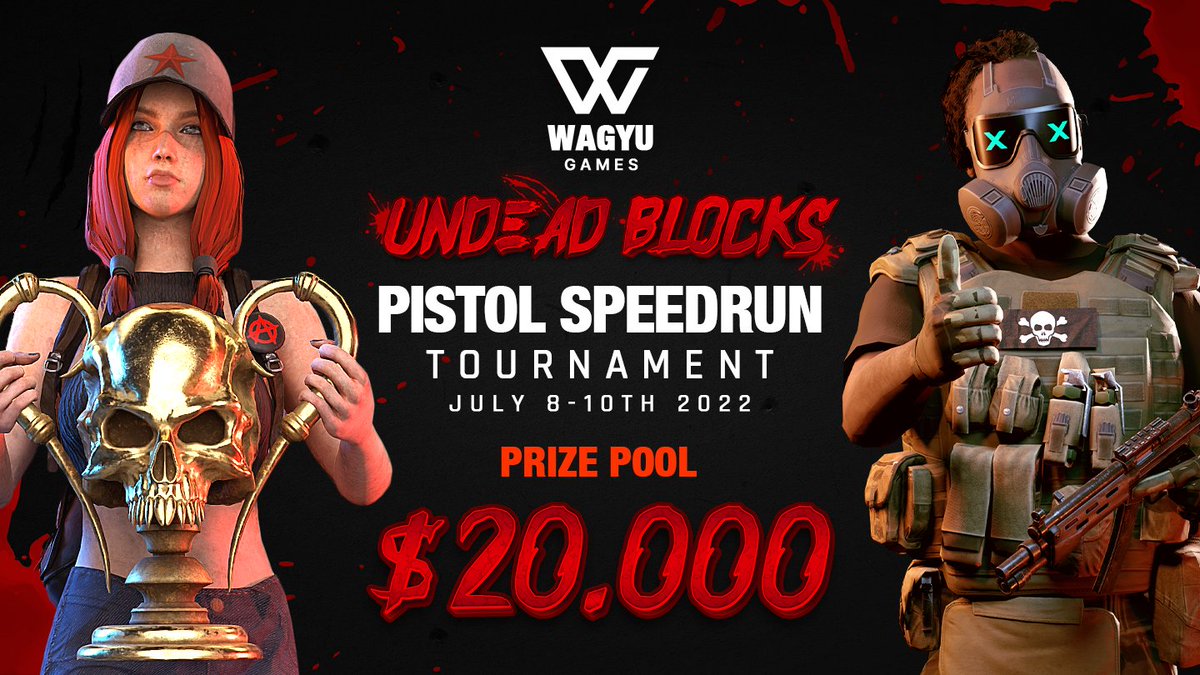 UndeadBlocks's tweet image. The first OFFICIAL Undead Blocks Tournament begins on July 8th, 2022! 💰

Kill 100 zombies with a pistol as fast as you can to earn BIG! 🔫

Our first tournament is for Genesis and Apocalypse NFT holders ONLY. Get ready to #KillToEarn $UNDEAD