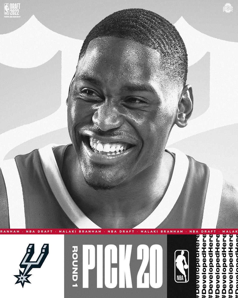 With the 20th pick, <a href="/MalakiBranham/">Malaki Branham🖤</a> is going to the <a href="/spurs/">San Antonio Spurs</a> ‼️

#NBADraft