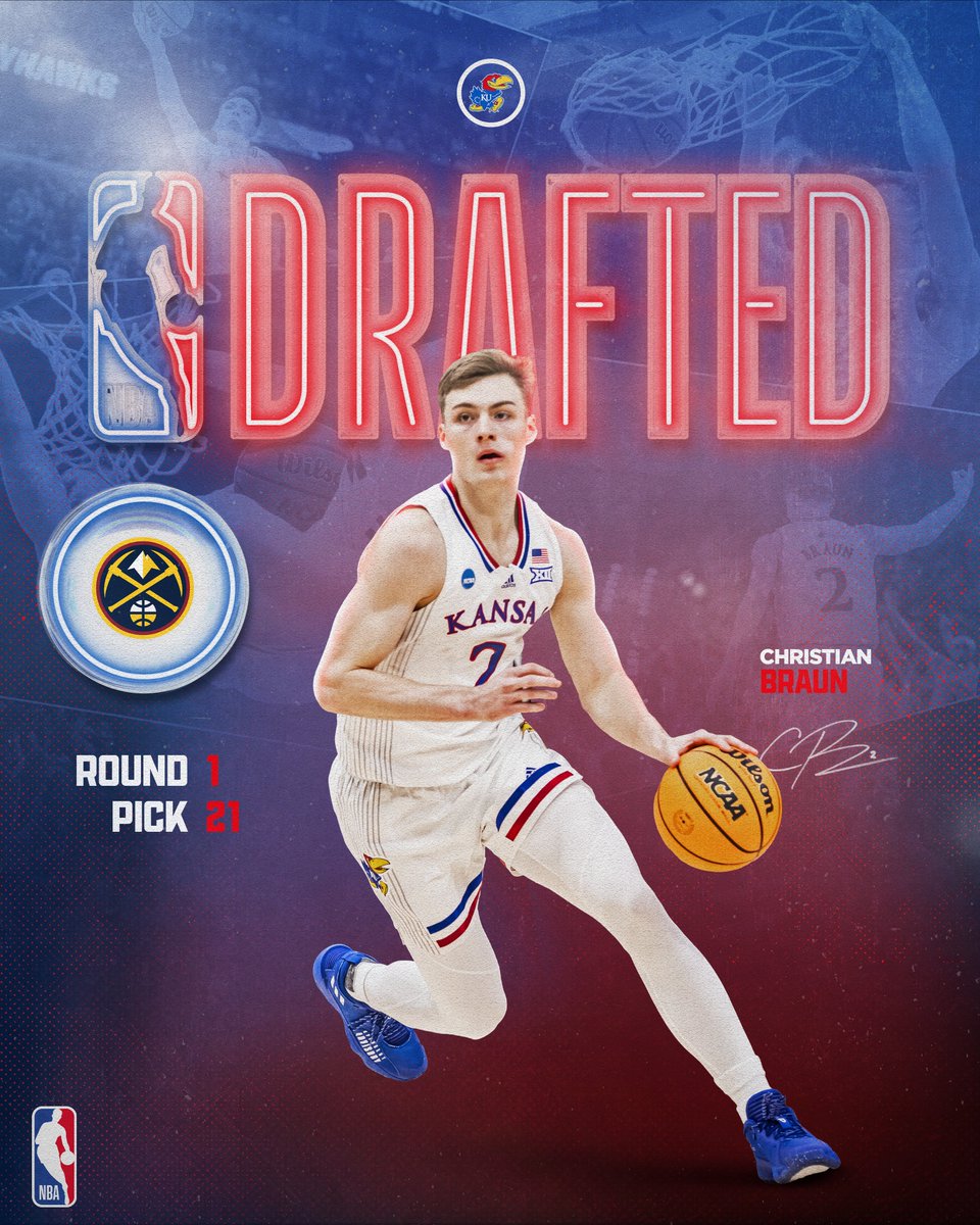 CB TO DENVER

With the 21st pick in the 2022 NBA Draft, the <a href="/nuggets/">Denver Nuggets</a> select <a href="/Ballin25Braun/">Christian Braun</a> 

#RockChalk x #NBADraft