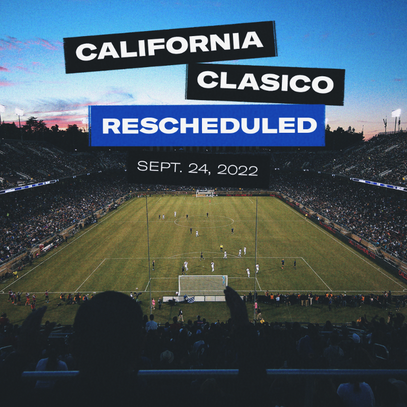 SJEarthquakes's tweet photo. NEWS: Due to the power outage at Stanford University, this weekend’s California Clasico has been rescheduled to Saturday, Sept. 24. 

We look forward to a great event in September. Your tickets for Saturday's match will automatically carry over for Sept. 24