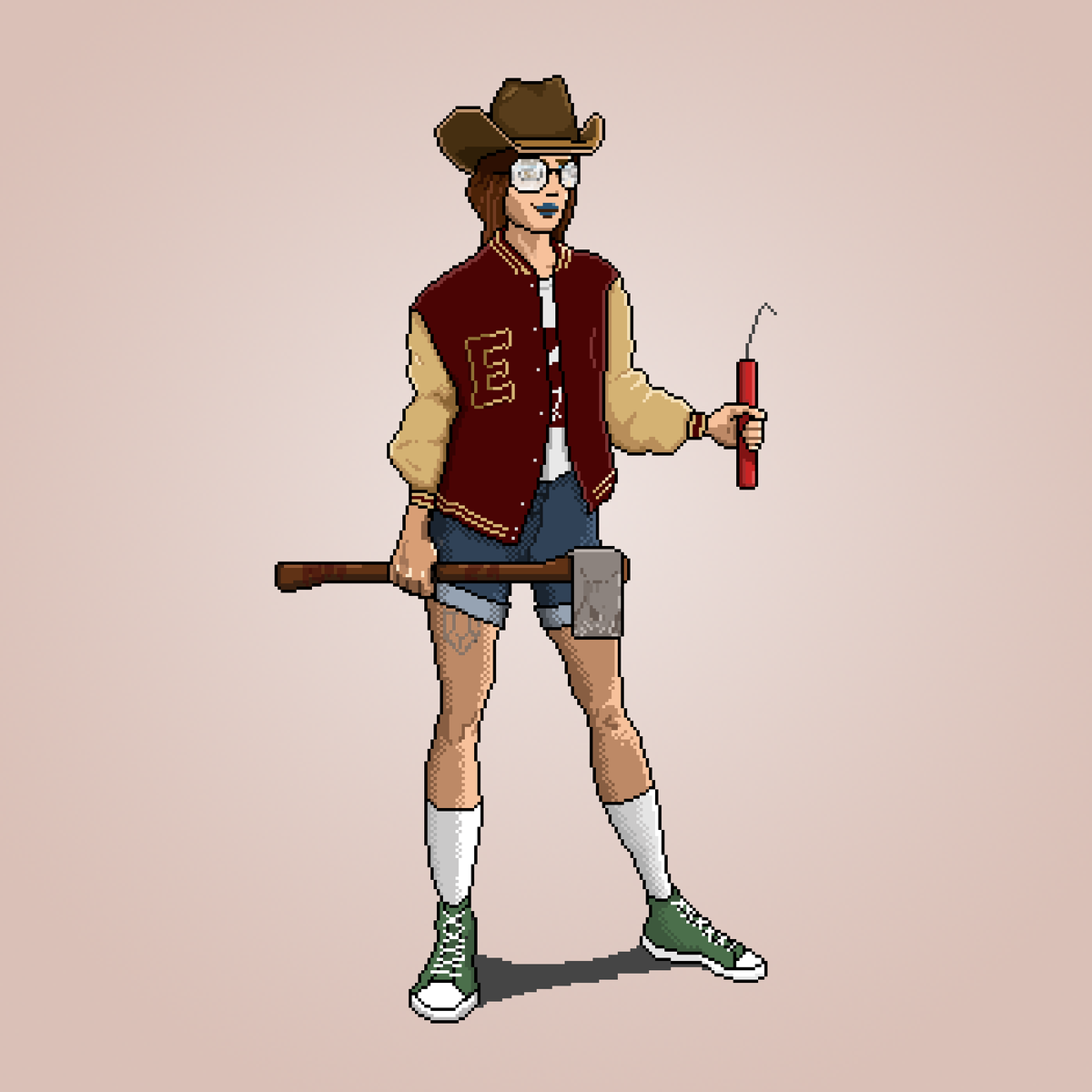 "Daddy always told me, as long as you have an axe, and a stick of dynamite, you'll go far."

#NFT #NFTCommunity #pixelart #pfp #pfpNFT #freemintNFT