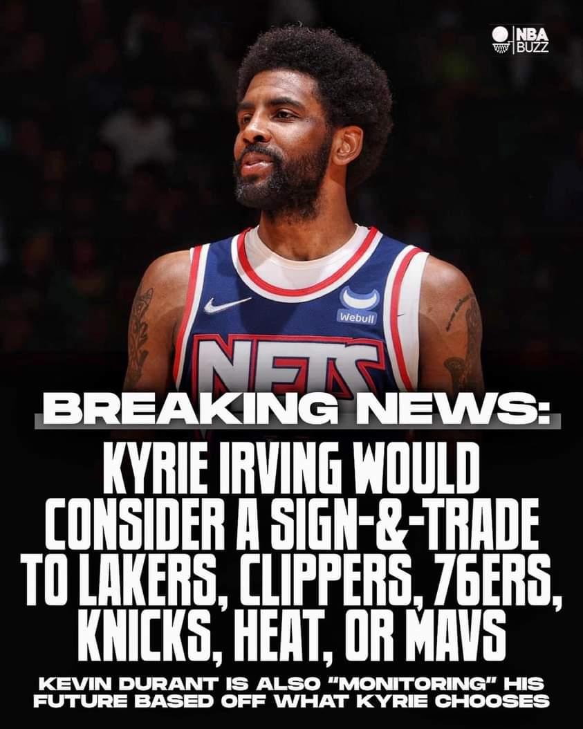 basqueteirosnba's tweet photo. Fim do Super Nets???
Kyrie lista os times que gostaria de jogar caso não chegue a um acordo com o time do Brooklyn.
Informação cada pelo @wojespn.
#nba #NBAFreeAgency #SignAndTrade https://t.co/Oqc0UQWoOr