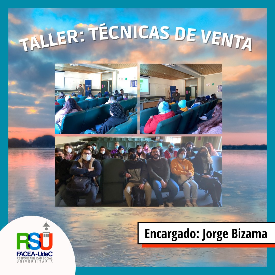 ✍️Este fue el último taller organizado por RSU y a cargo de Jorge Bizama, que con su experiencia en el área de las ventas🛒, nos entregó estrategias para aprender a vender de mejor manera no solo nuestros productos, sino también todo nuestro negocio📈.