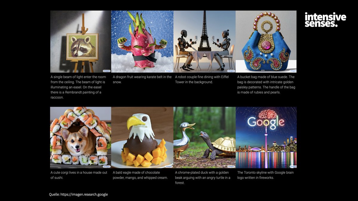 Bilder, die nicht echt sind, aber wie aus einer (etwas seltsamen) Realität aussehen, zeigt uns Google mit seiner KI #Imagen. Wird der Content der Zukunft nur noch von Maschinen gemacht? Nein! Aber KI kann helfen, Prozesse zu vereinfachen. #smtw22