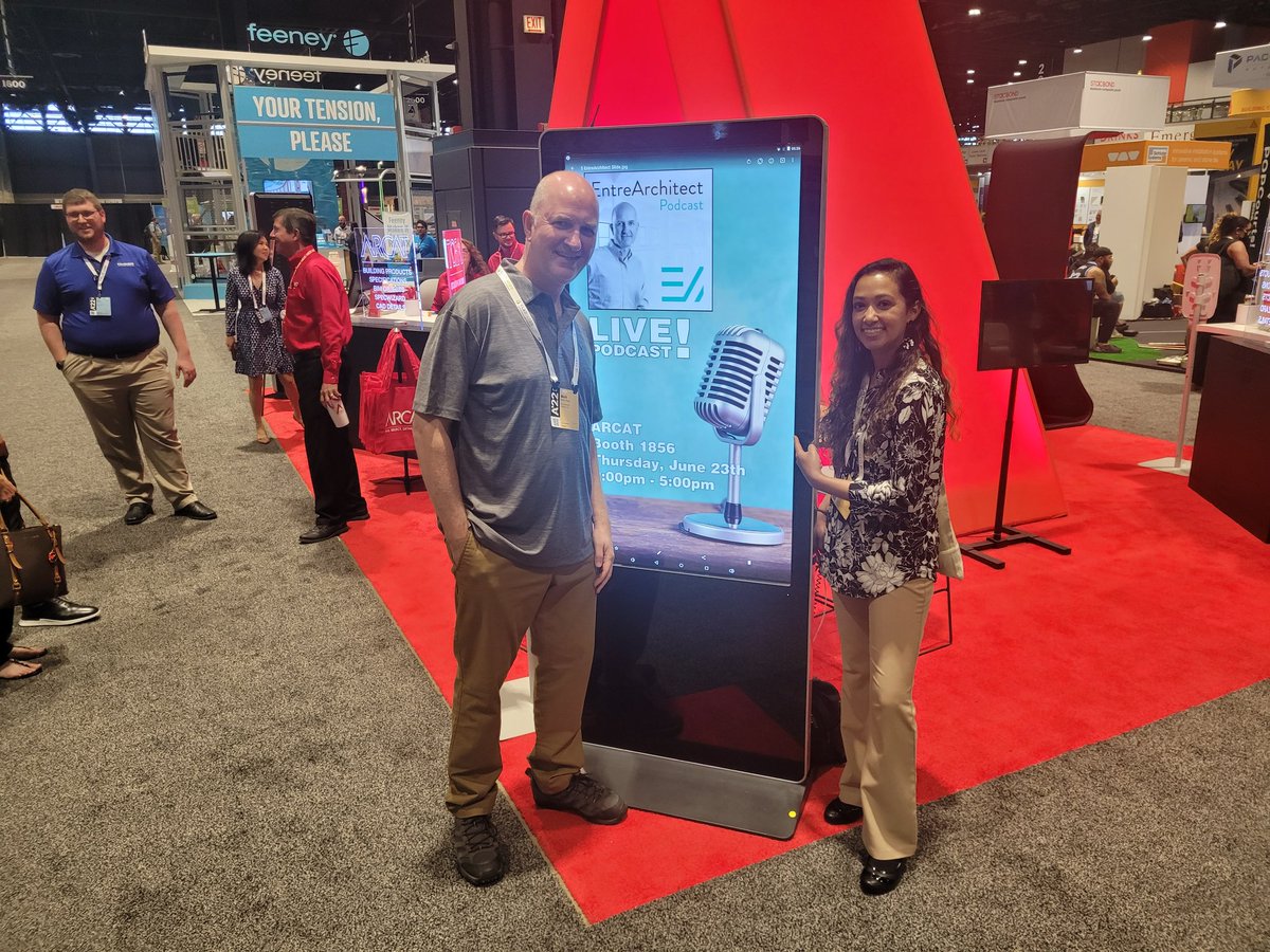 Farah_Arch's tweet photo. Met the legend behind @EntreArchitect at #aia22con- we have been able to share each other's journey through podcasting + journalism https://t.co/gEnJrDE75U