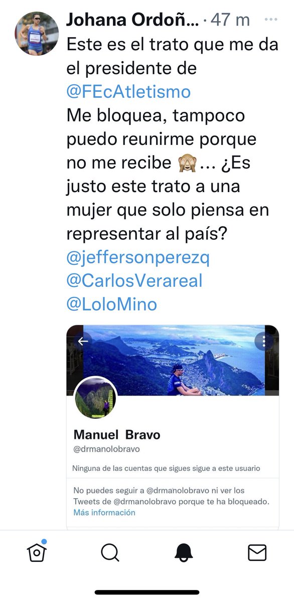 marthacordova's tweet photo. Una deportista en Ecuador no puede reclamar sus derechos. Cumplió con todos los requisitos y ahora es excluida de la Selección. ⁦@DeporteEc⁩ nadie cuida a los deportistas https://t.co/eEKKjo99FL